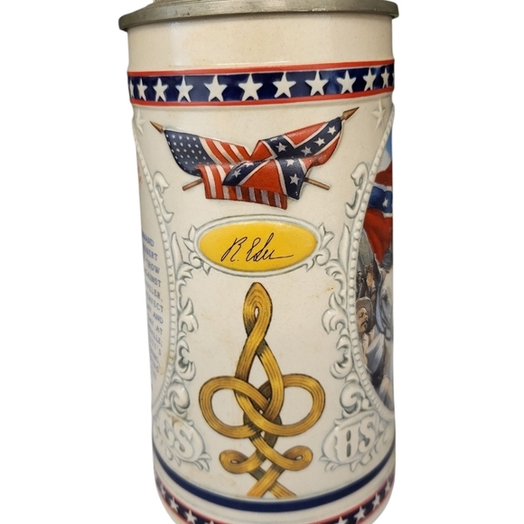 Patriotic Ceramic Beer Stein with Pewter Lid Robert E. Lee Limited Edition D0698 - Picture 9 of 15